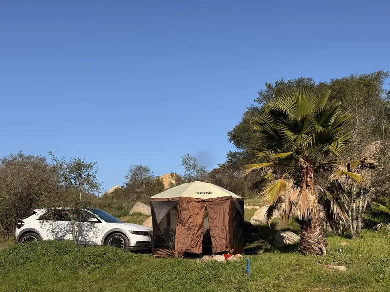 Shade gazebo setup at camp
