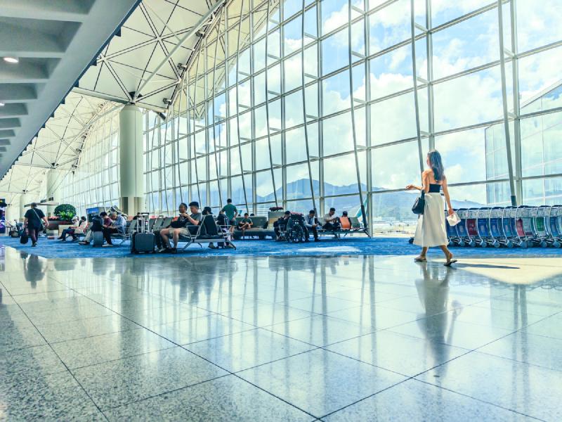 Waiting to leave in the stunning Hong Kong Airport.
