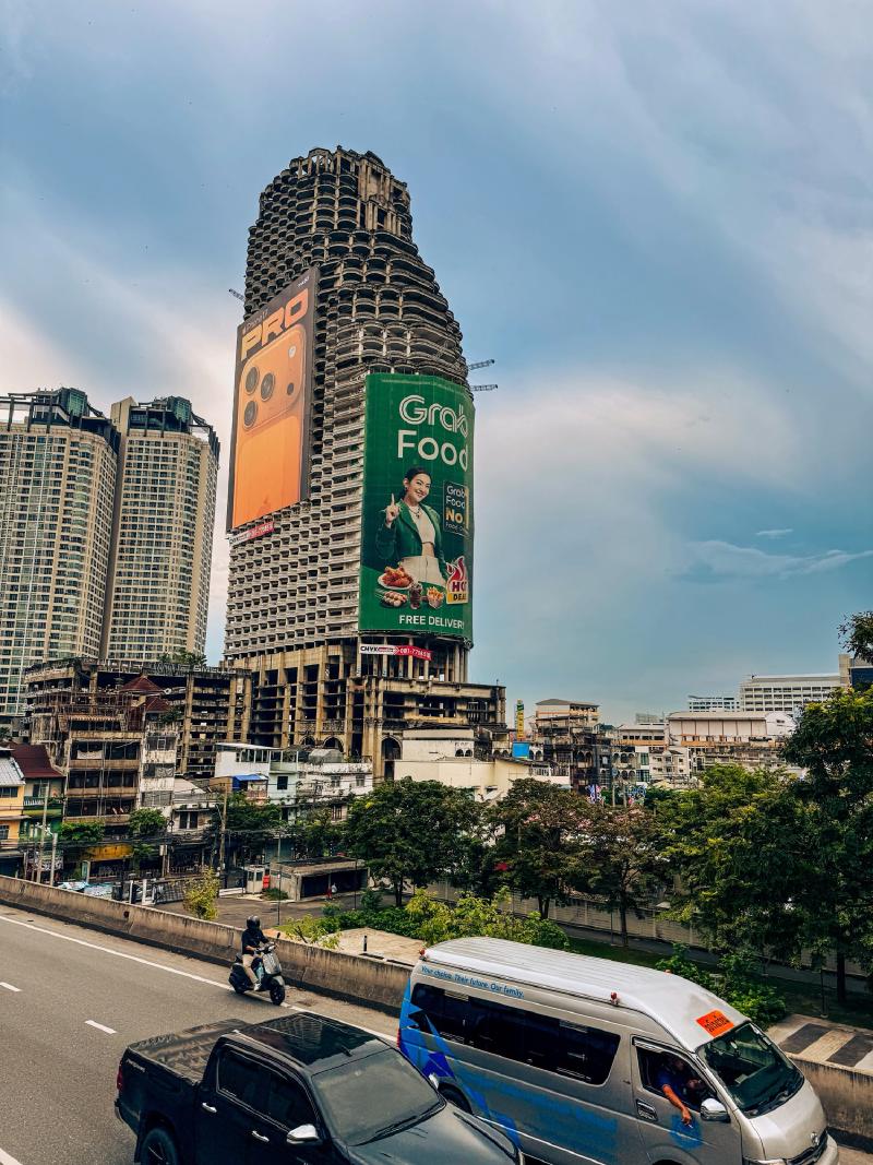 This abandoned tower has an [insane backstory](https://en.wikipedia.org/wiki/Sathorn_Unique_Tower).