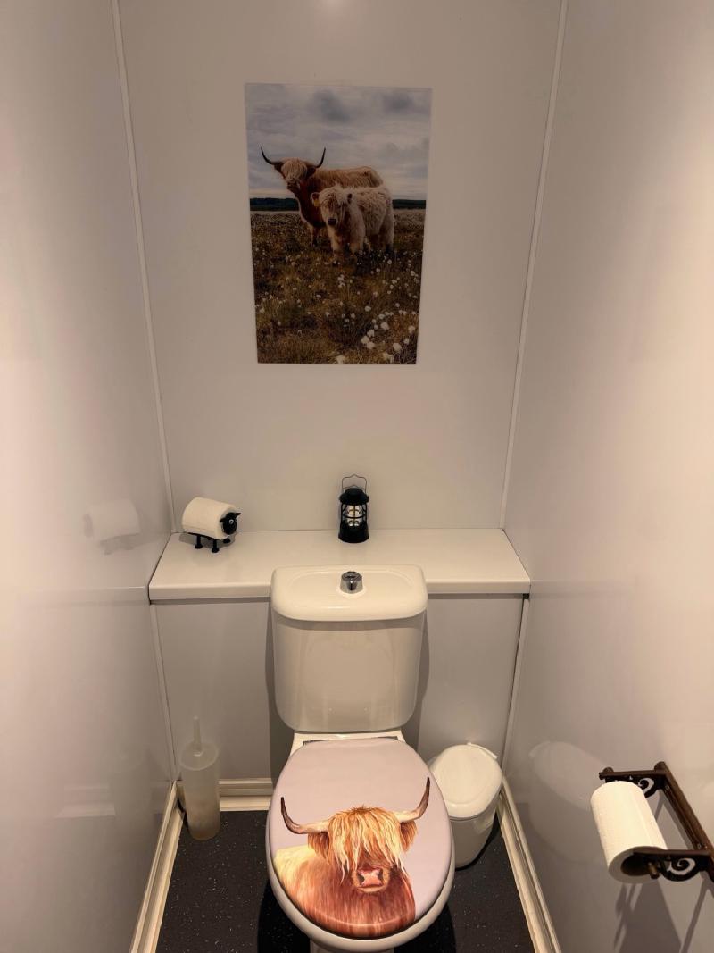 The bathroom at the Coos and Ewes Highland Cow Safari